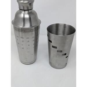 "Tells You How" Chrome Art Deco  Cocktail Recipe Shaker Stainless Steel-Large